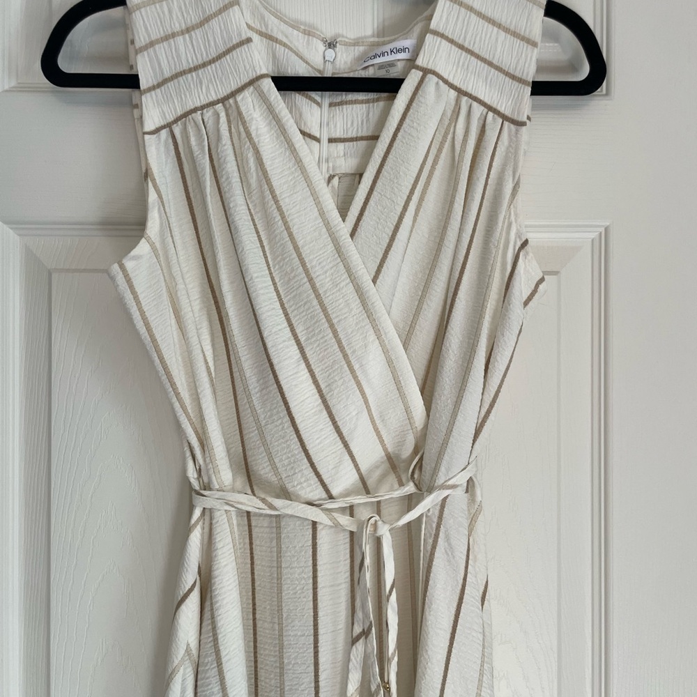 Calvin Klein Women's Cream Striped Dress